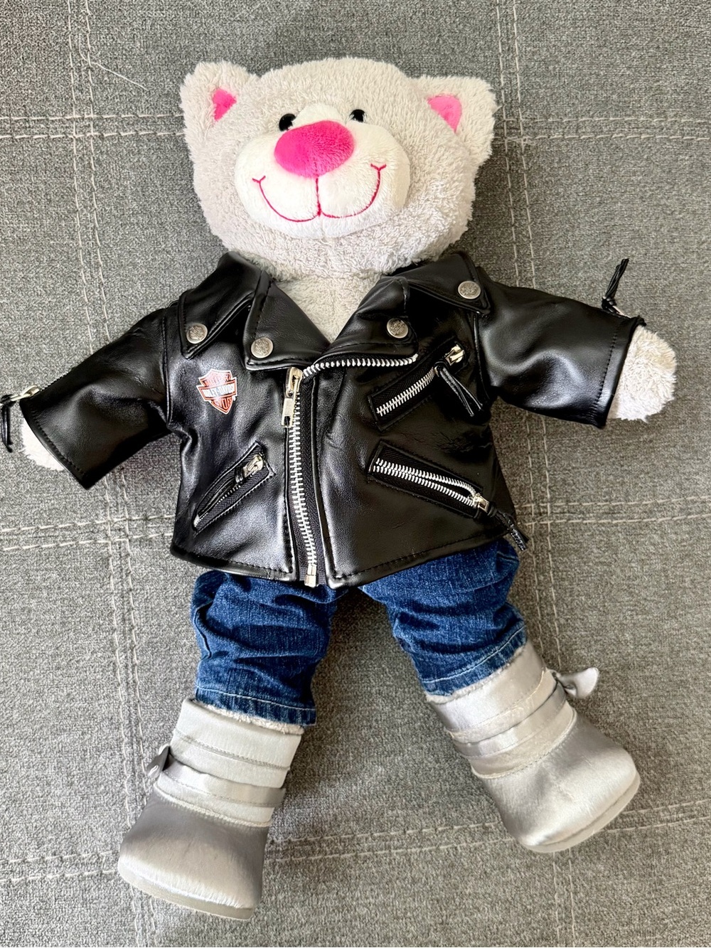 RARE Vintage 2004 Build A Bear Harley Davidson Cat Plush Complete Biker Outfit